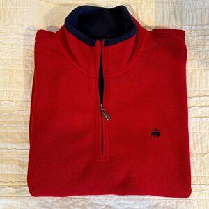 Mens Brooks Brothers quarter zip red fleece pullover size XL